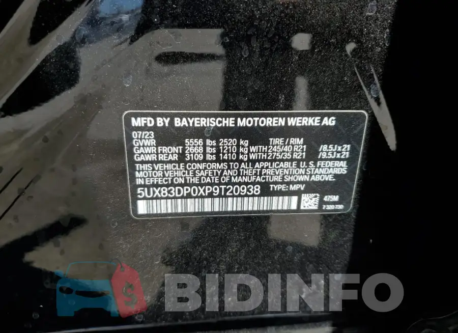 5UX83DP0XP9T20938 Photo# 13