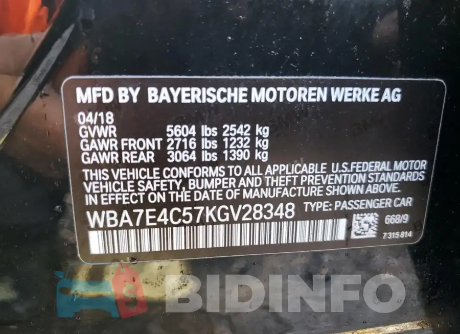 WBA7E4C57KGV28348 Photo# 12