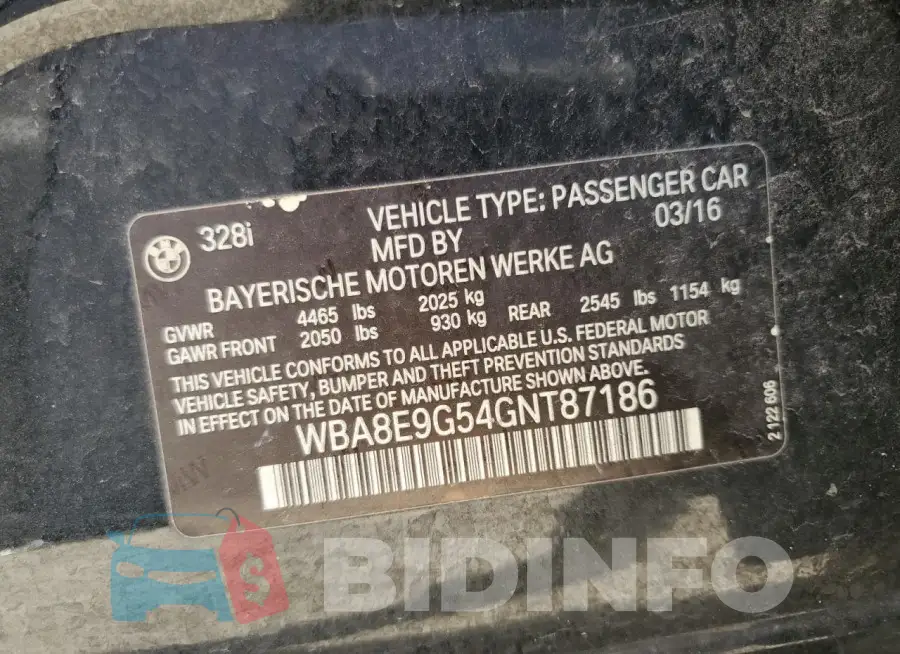 WBA8E9G54GNT87186 Photo# 12