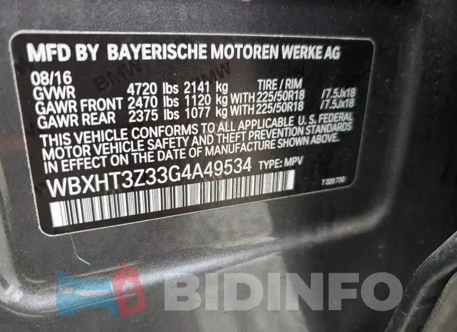 WBXHT3Z33G4A49534 Photo# 13