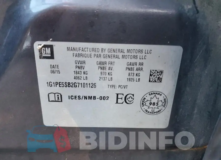 1G1PE5SB2G7101126 Photo# 12