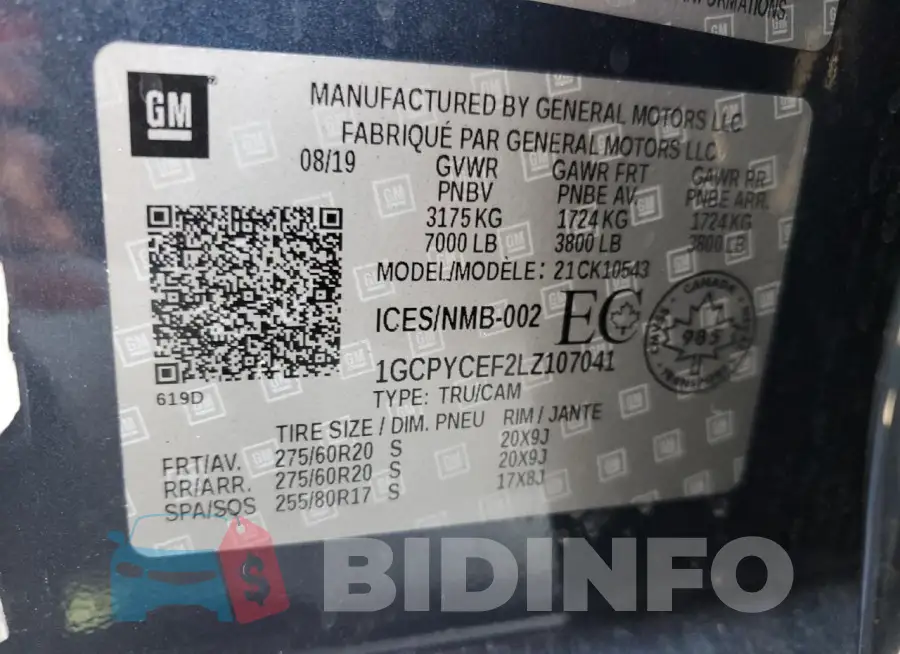 1GCPYCEF2LZ107041 Photo# 12