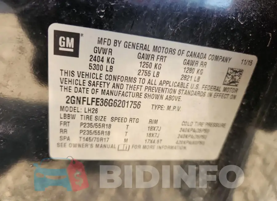 2GNFLFE36G6201756 Photo# 12