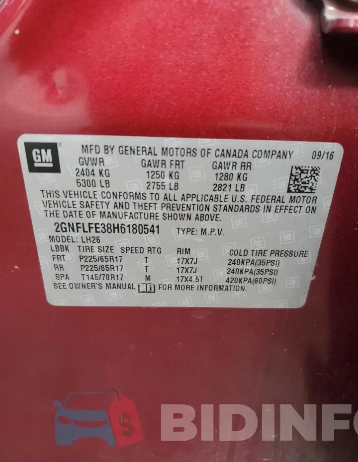2GNFLFE38H6180541 Photo# 13