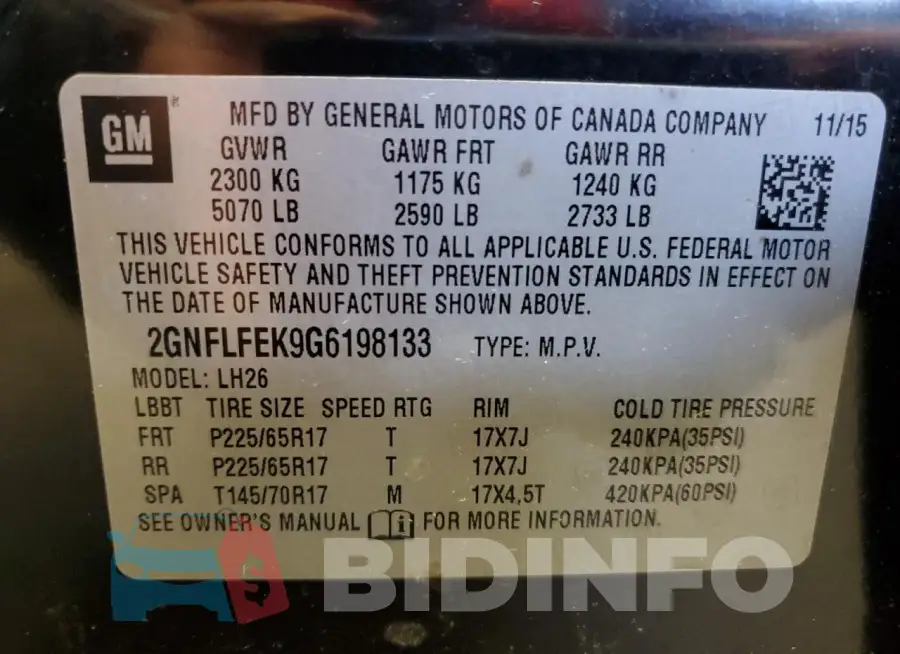 2GNFLFEK9G6198133 Photo# 13
