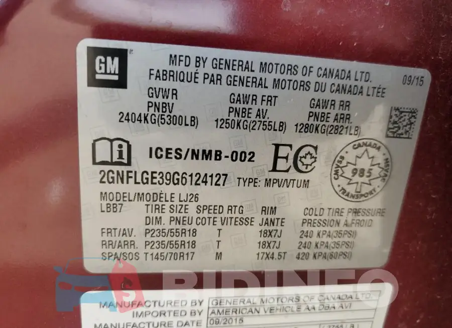 2GNFLGE39G6124127 Photo# 14