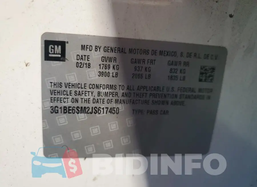 3G1BE6SM2JS617450 Photo# 12