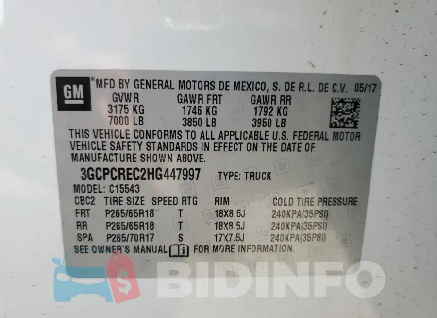 3GCPCREC2HG447997 Photo# 13