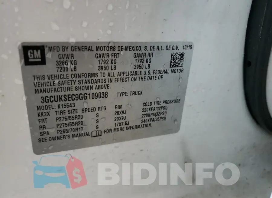 3GCUKSEC9GG109038 Photo# 13
