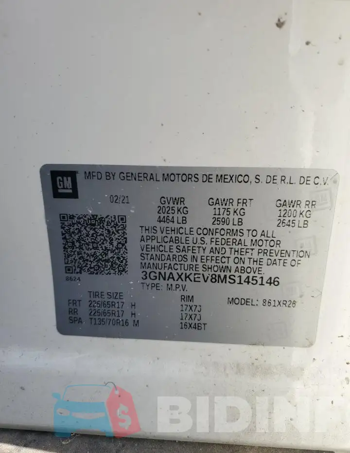 3GNAXKEV8MS145146 Photo# 13