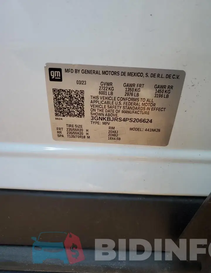 3GNKBJRS4PS206624 Photo# 12