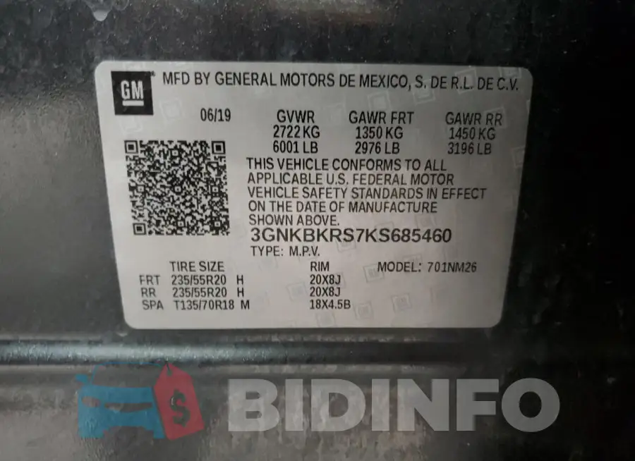3GNKBKRS7KS685460 Photo# 13