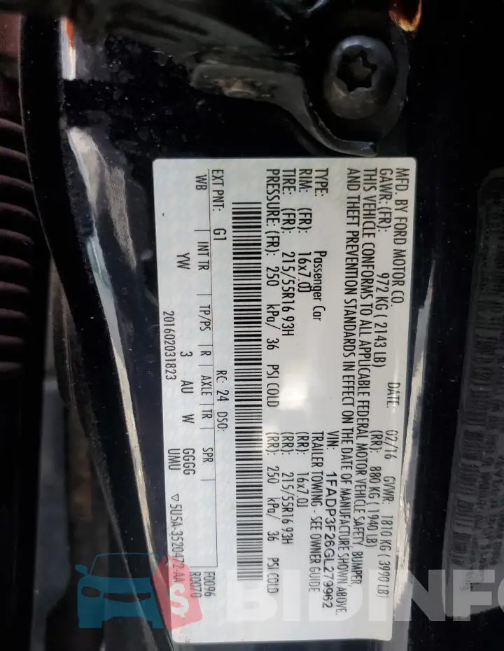 1FADP3F26GL279962 Photo# 12