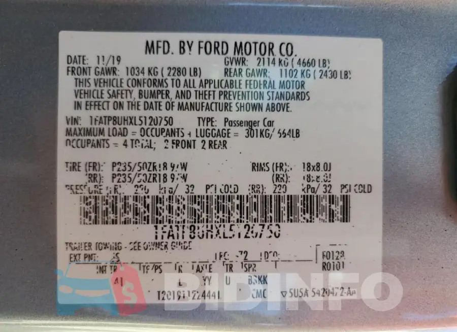 1FATP8UHXL5120750 Photo# 12
