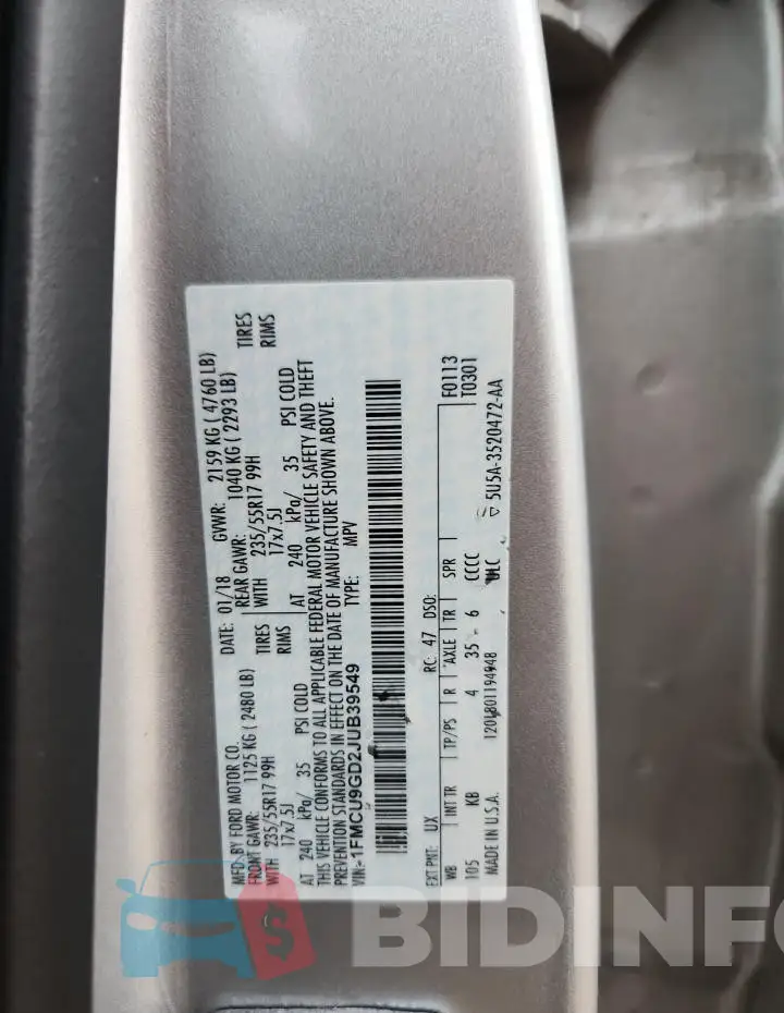 1FMCU9GD2JUB39549 Photo# 12