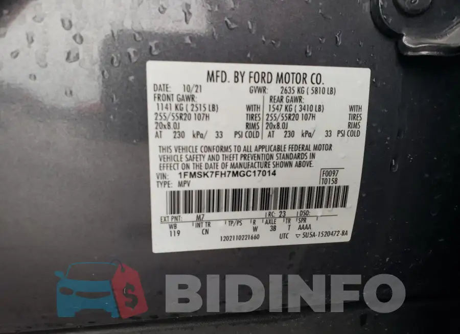 1FMSK7FH7MGC17014 Photo# 13
