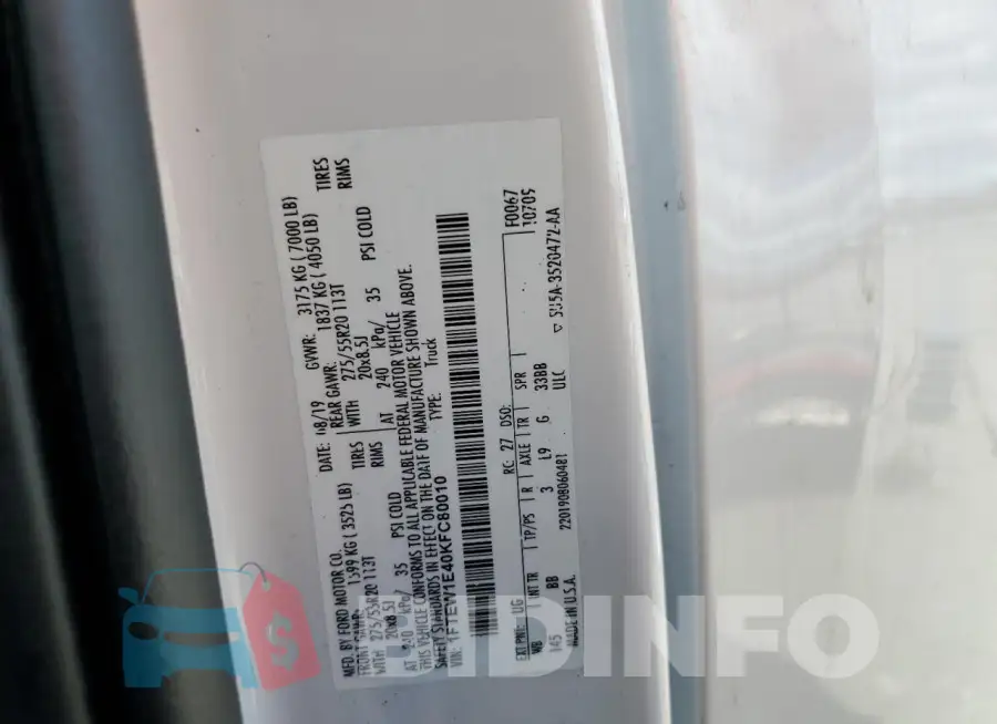1FTEW1E40KFC80010 Photo# 12