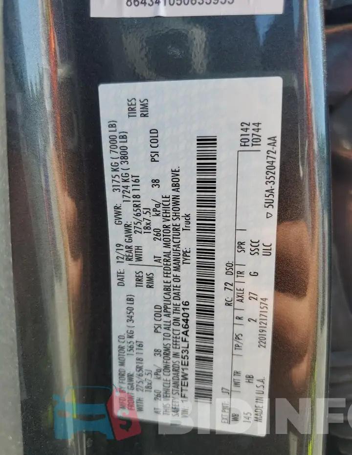 1FTEW1E53LFA64016 Photo# 12