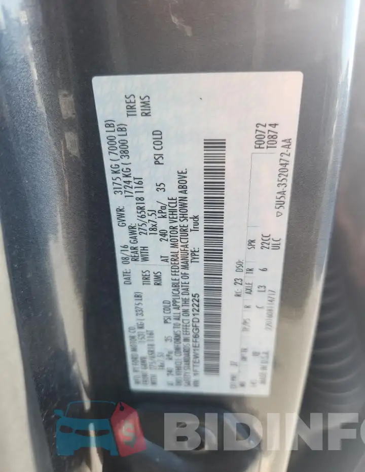 1FTEW1EF6GFD12225 Photo# 12