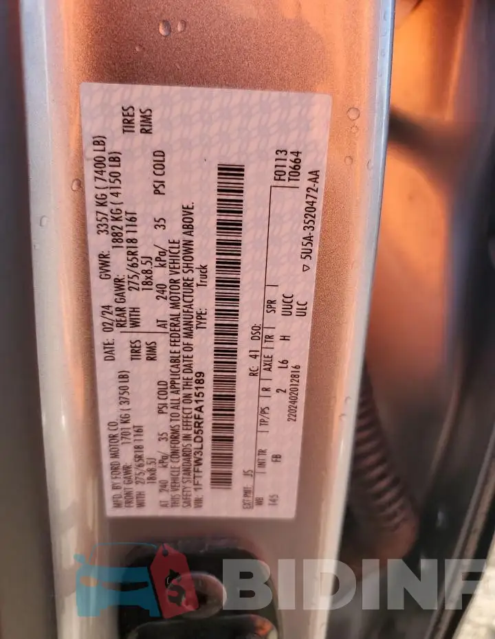 1FTFW3LD5RFA15189 Photo# 12