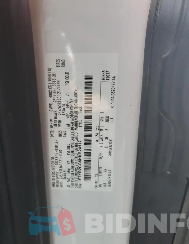 1FTYR2CG8KKB24117 Photo# 13