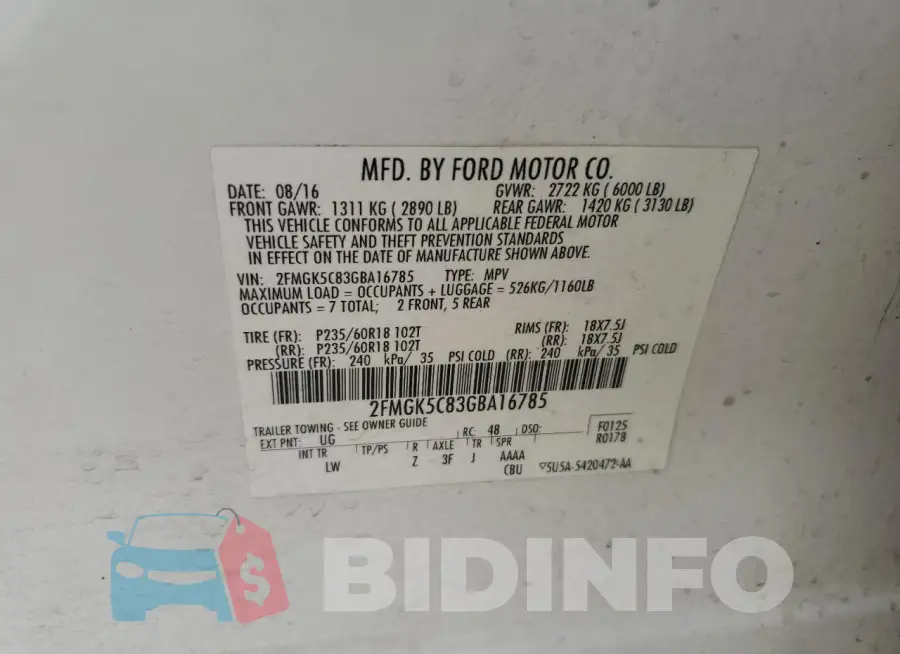 2FMGK5C83GBA16785 Photo# 13