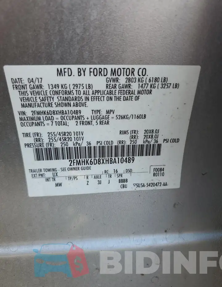 2FMHK6D8XHBA10489 Photo# 14
