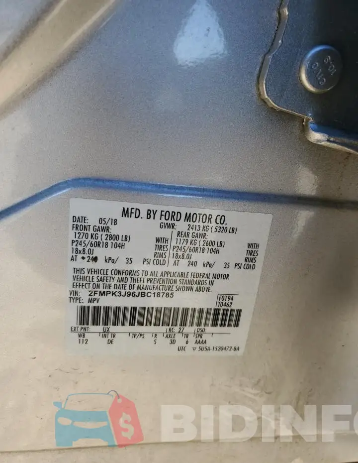 2FMPK3J96JBC18785 Photo# 13