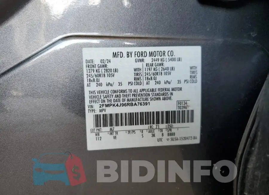 2FMPK4J96RBA76391 Photo# 13