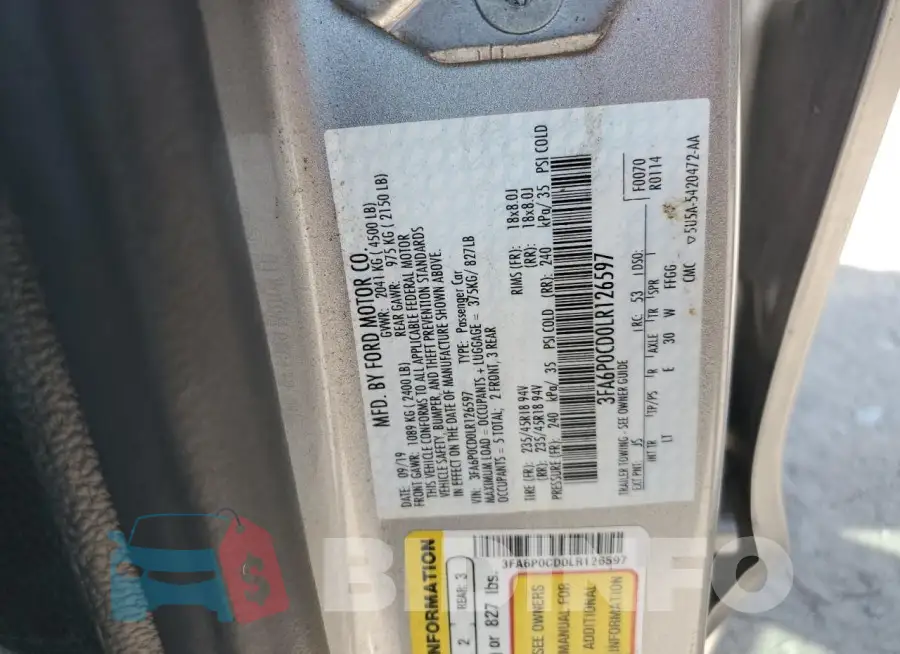 3FA6P0CD0LR126597 Photo# 12