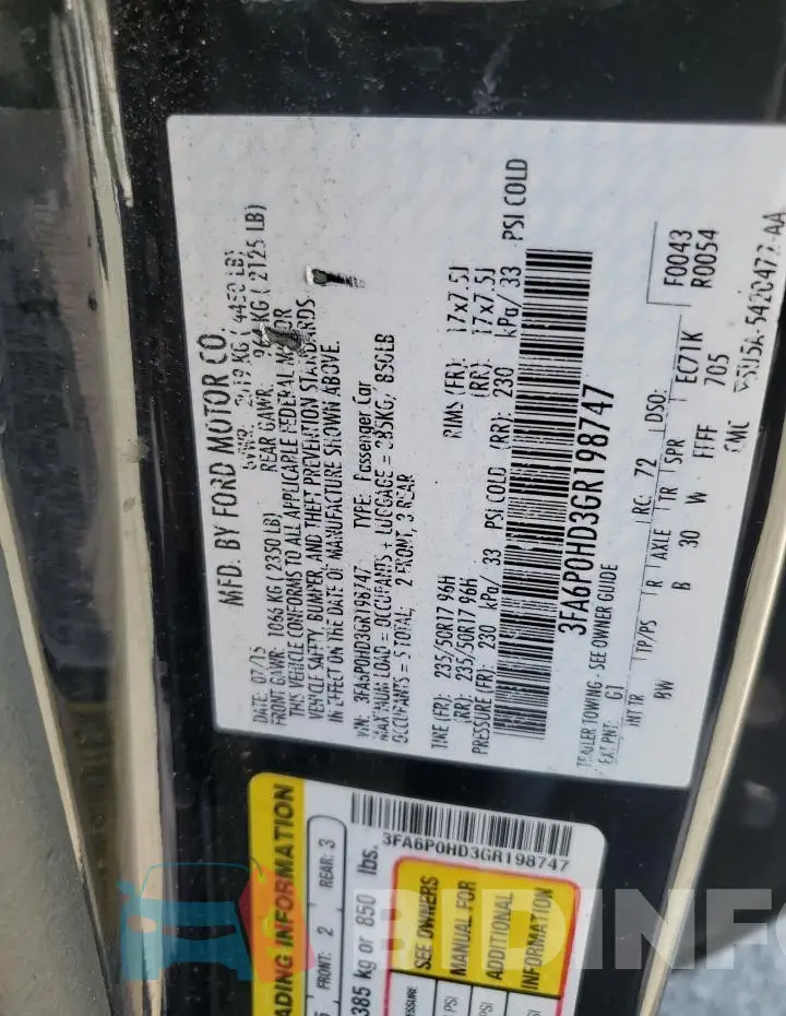 3FA6P0HD3GR198747 Photo# 12