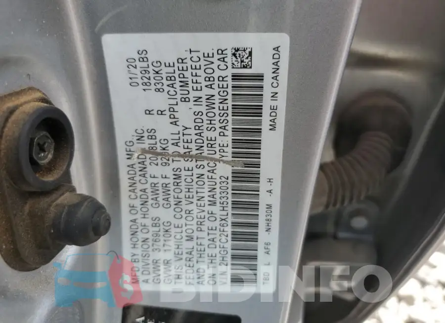 2HGFC2F6XLH533032 Photo# 12