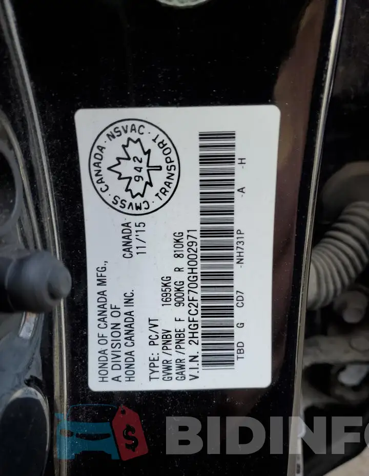 2HGFC2F70GH002971 Photo# 12