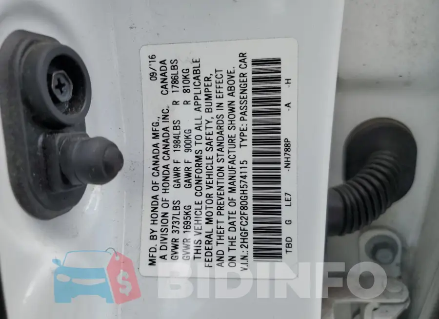 2HGFC2F80GH574115 Photo# 12