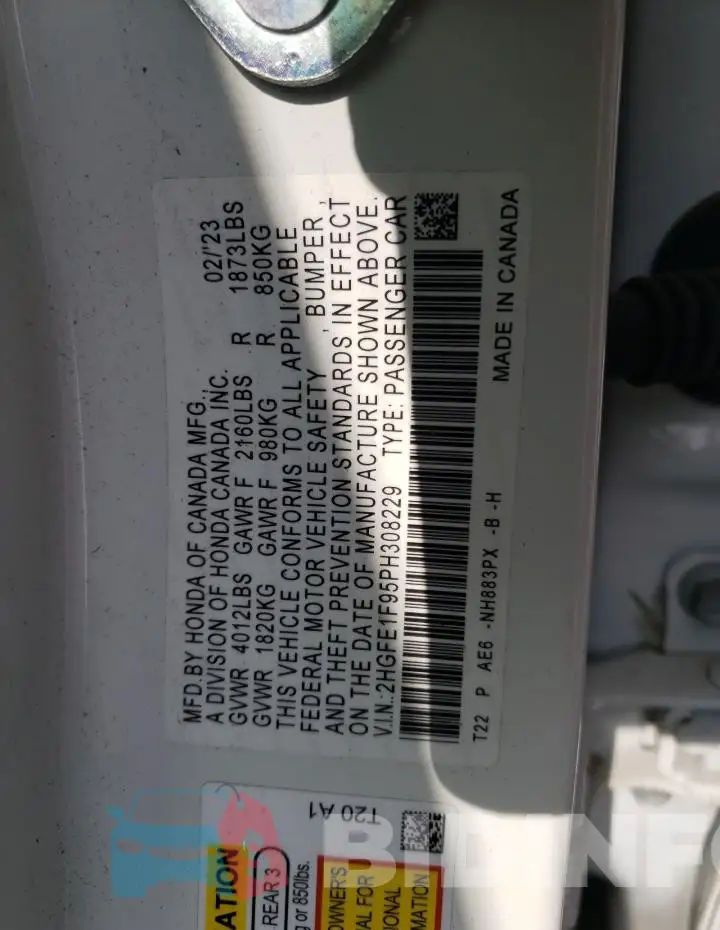 2HGFE1F95PH308229 Photo# 12