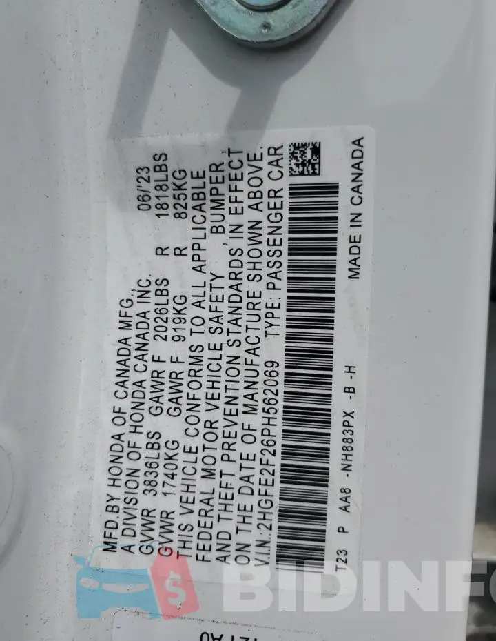 2HGFE2F26PH562069 Photo# 12