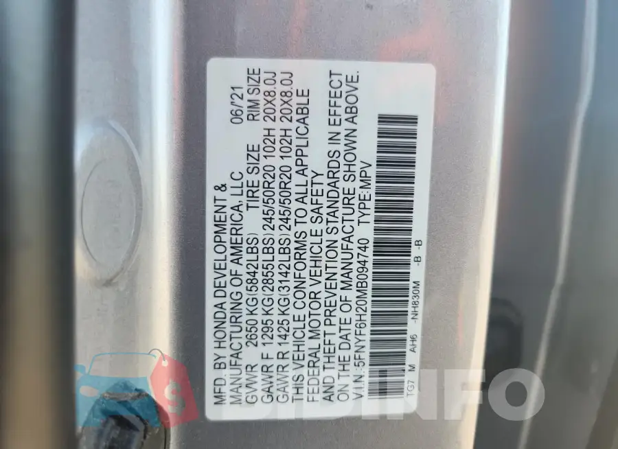 5FNYF6H20MB094740 Photo# 13