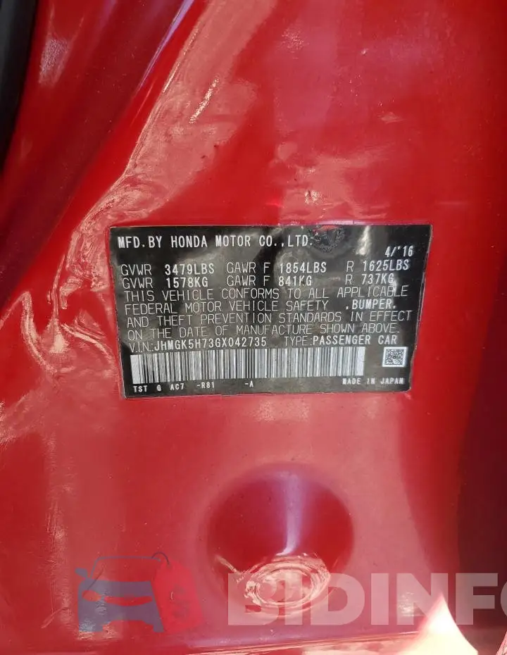 JHMGK5H73GX042735 Photo# 13