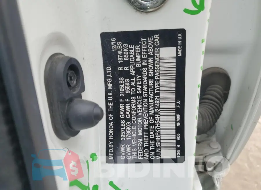 SHHFK7H54HU214921 Photo# 12