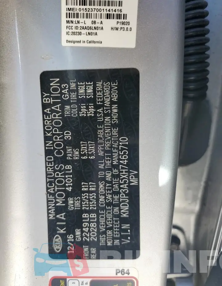 KNDJP3A5XH7465710 Photo# 13