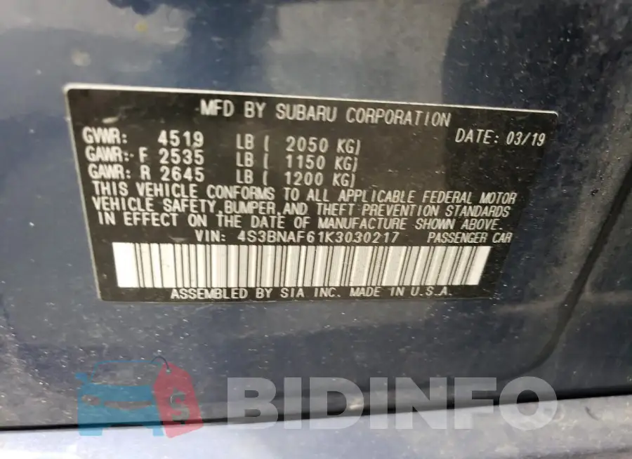 4S3BNAF61K3030217 Photo# 12