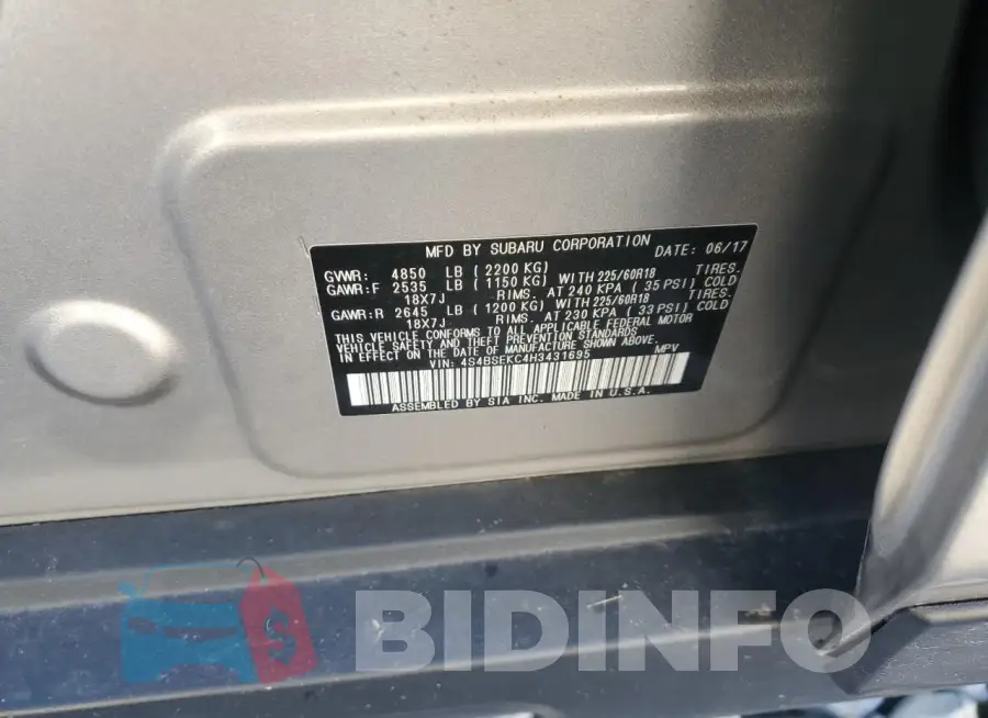 4S4BSEKC4H3431695 Photo# 14