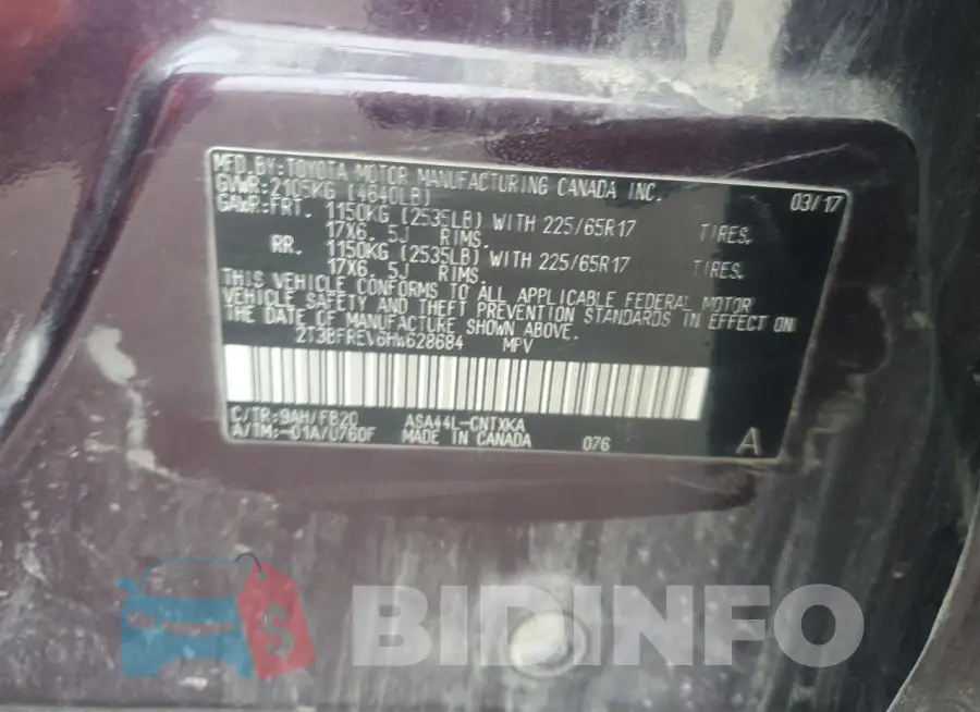 2T3BFREV6HW628684 Photo# 13