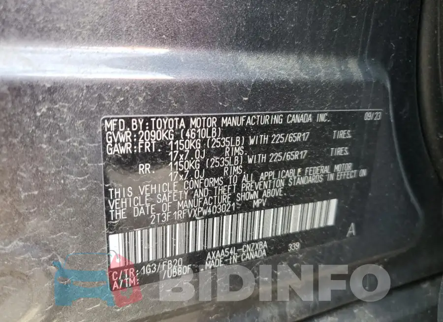 2T3F1RFVXPW403021 Photo# 14