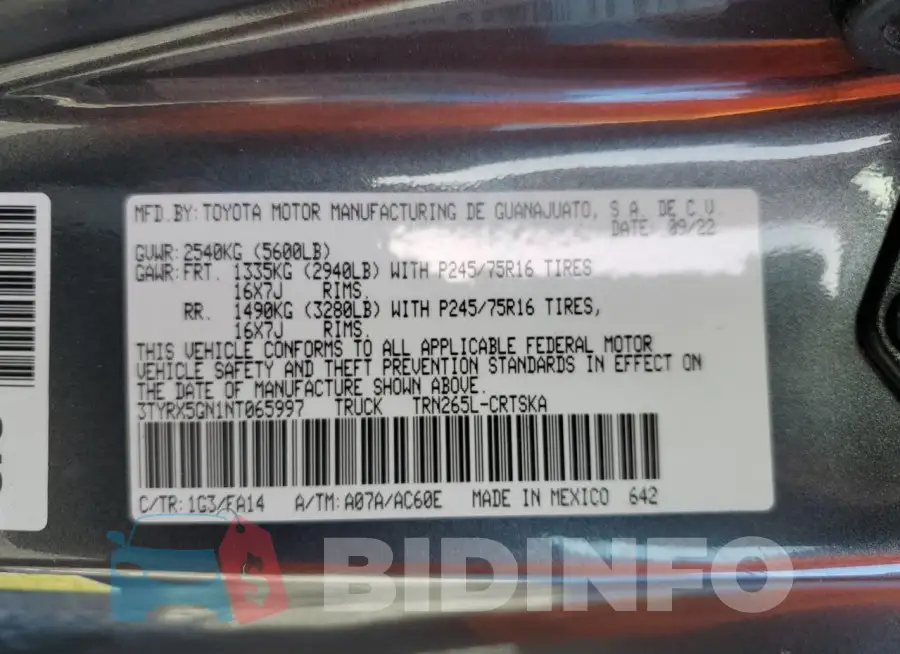 3TYRX5GN1NT065997 Photo# 12