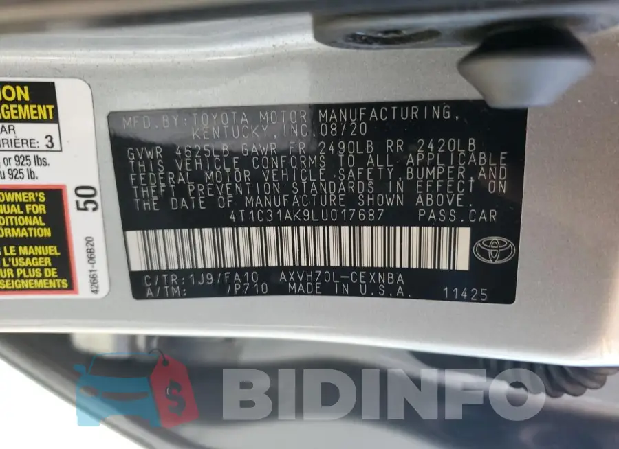 4T1C31AK9LU017687 Photo# 12