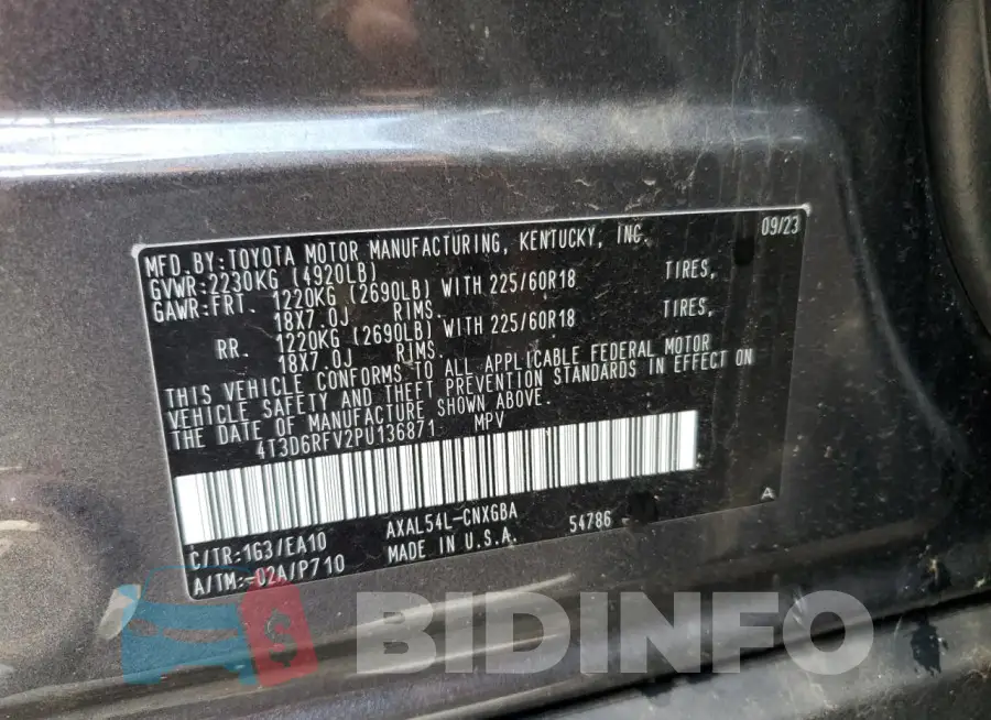 4T3D6RFV2PU136871 Photo# 13