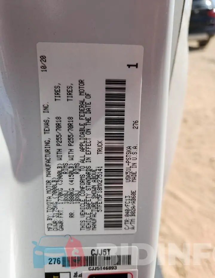 5TFEY5F18MX275141 Photo# 12