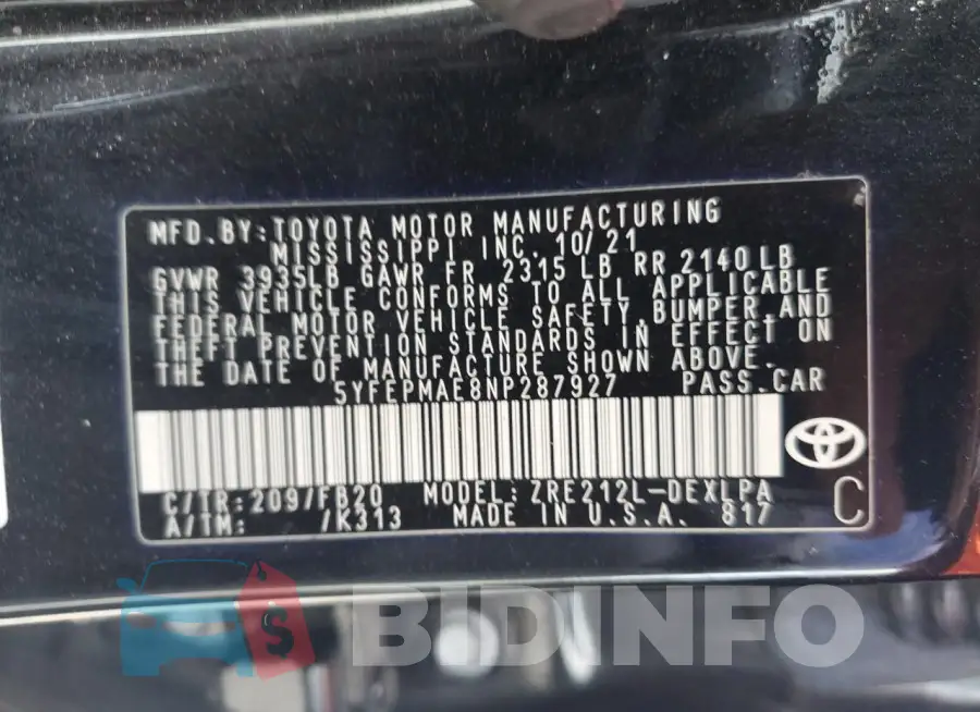 5YFEPMAE8NP287927 Photo# 13