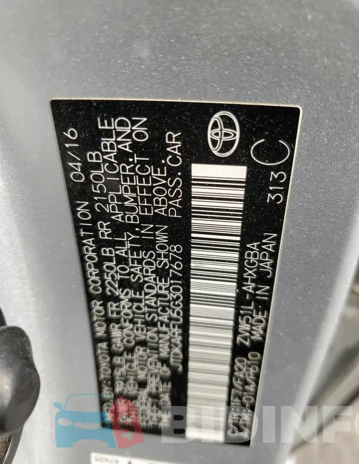 JTDKARFU5G3017678 Photo# 12